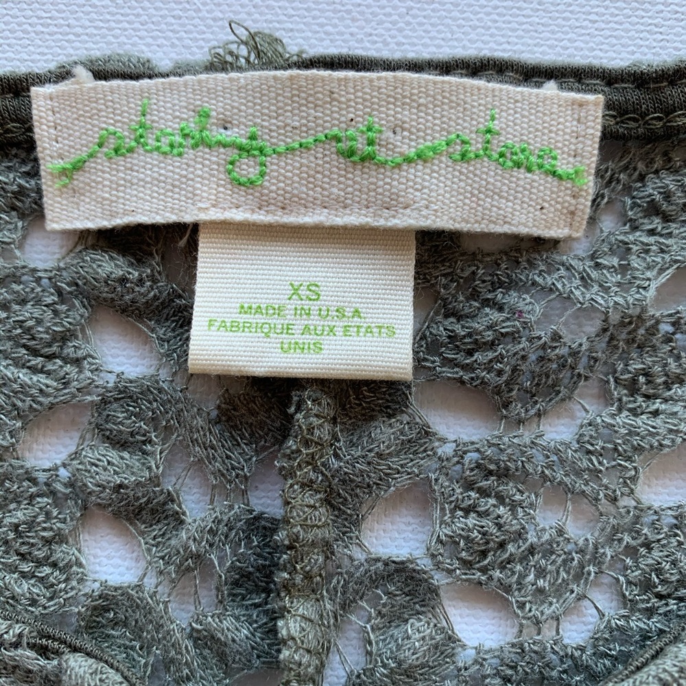 Anthro Staring at the stars green crochet top XS - Picture 3 of 5